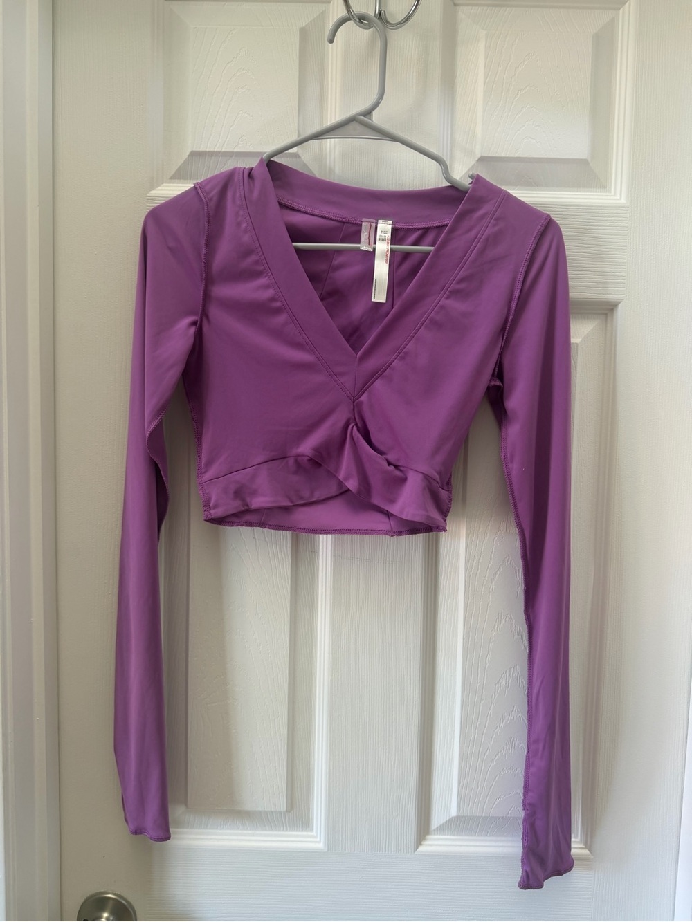 Free People Movement Purple Twist Front Long Sleeve Crop Top XS